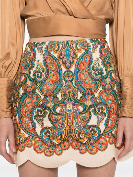 ZIMMERMANN Paisley Paradise Linen Mini Skirt