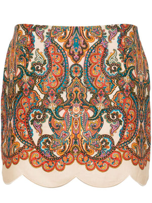 ZIMMERMANN Paisley Paradise Linen Mini Skirt