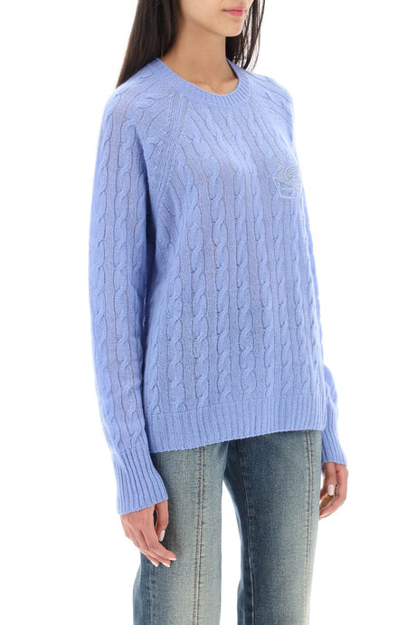 Áo len cashmere Pegasus nữ FW23 màu xanh dương - đồ nhãn hàng độc đáo