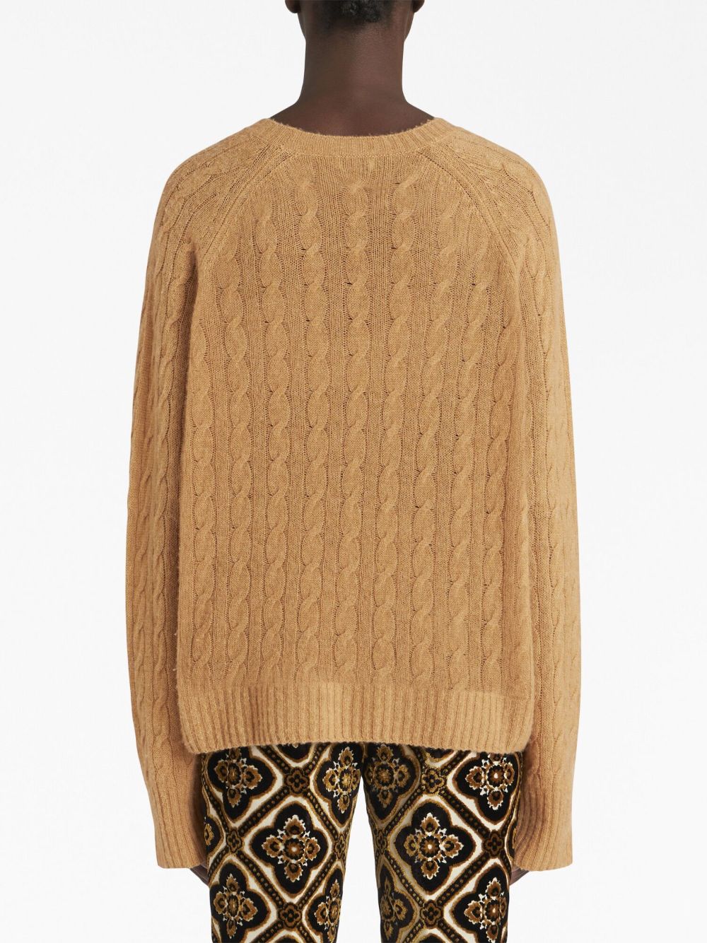 Cable-Knit Jumper with Embroidered Logo - Beige