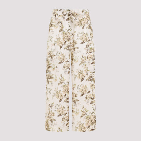 ZIMMERMANN Golden Multicolor Linen Pocket Pants