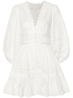 ZIMMERMANN Ivory Floral Lace Mini Dress