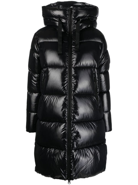 SAVE THE DUCK Long Shiny Down Jacket with Hood for Men