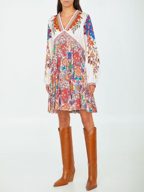 Multicolor Paisley Silk Dress - V-Neck, Relaxed Fit