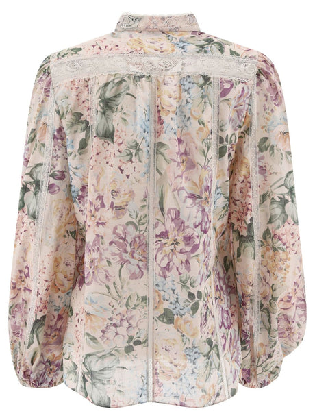 ZIMMERMANN Halliday Floral Lace Trim Shirt