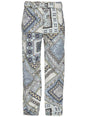 ETRO Paisley Print Straight-Leg Trousers in Cream and Light-Blue for Women