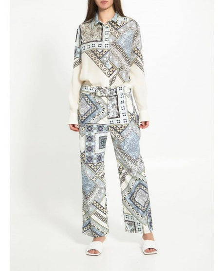 ETRO Paisley Print Straight-Leg Trousers in Cream and Light-Blue for Women