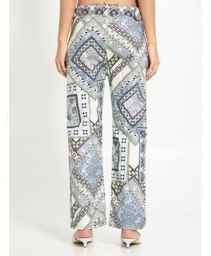 ETRO Paisley Print Straight-Leg Trousers in Cream and Light-Blue for Women