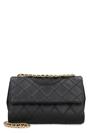 Black Diamond Quilted Shoulder Bag with Suede Accents