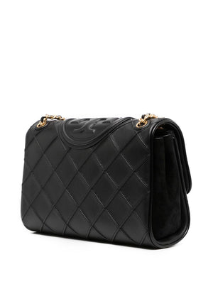 TORY BURCH Luxurious Black Quilted Leather Shoulder Handbag for Women
