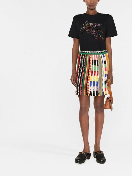Rainbow Jacquard Knit Skirt with Etro Details
