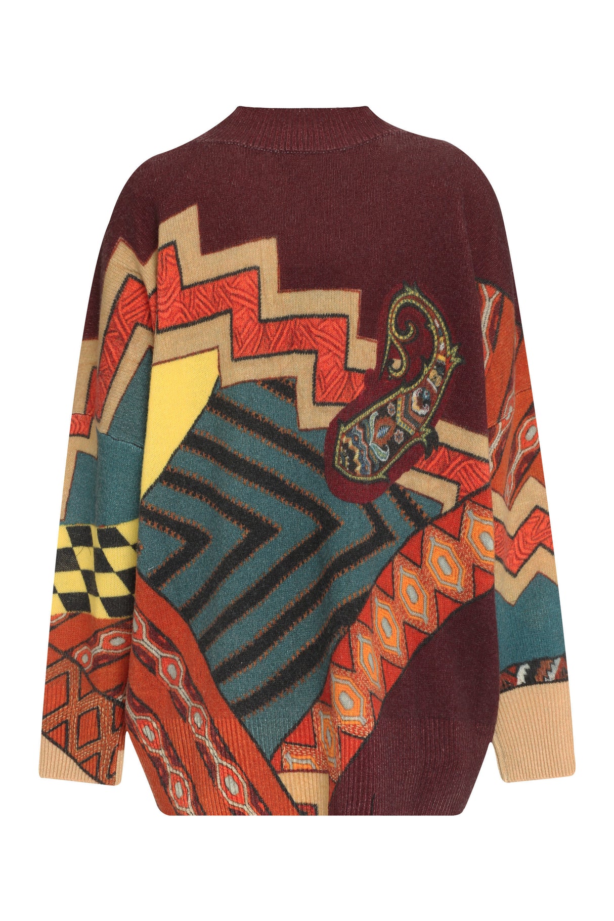 ETRO Geometric and Paisley Wool Sweater in Bold Purple