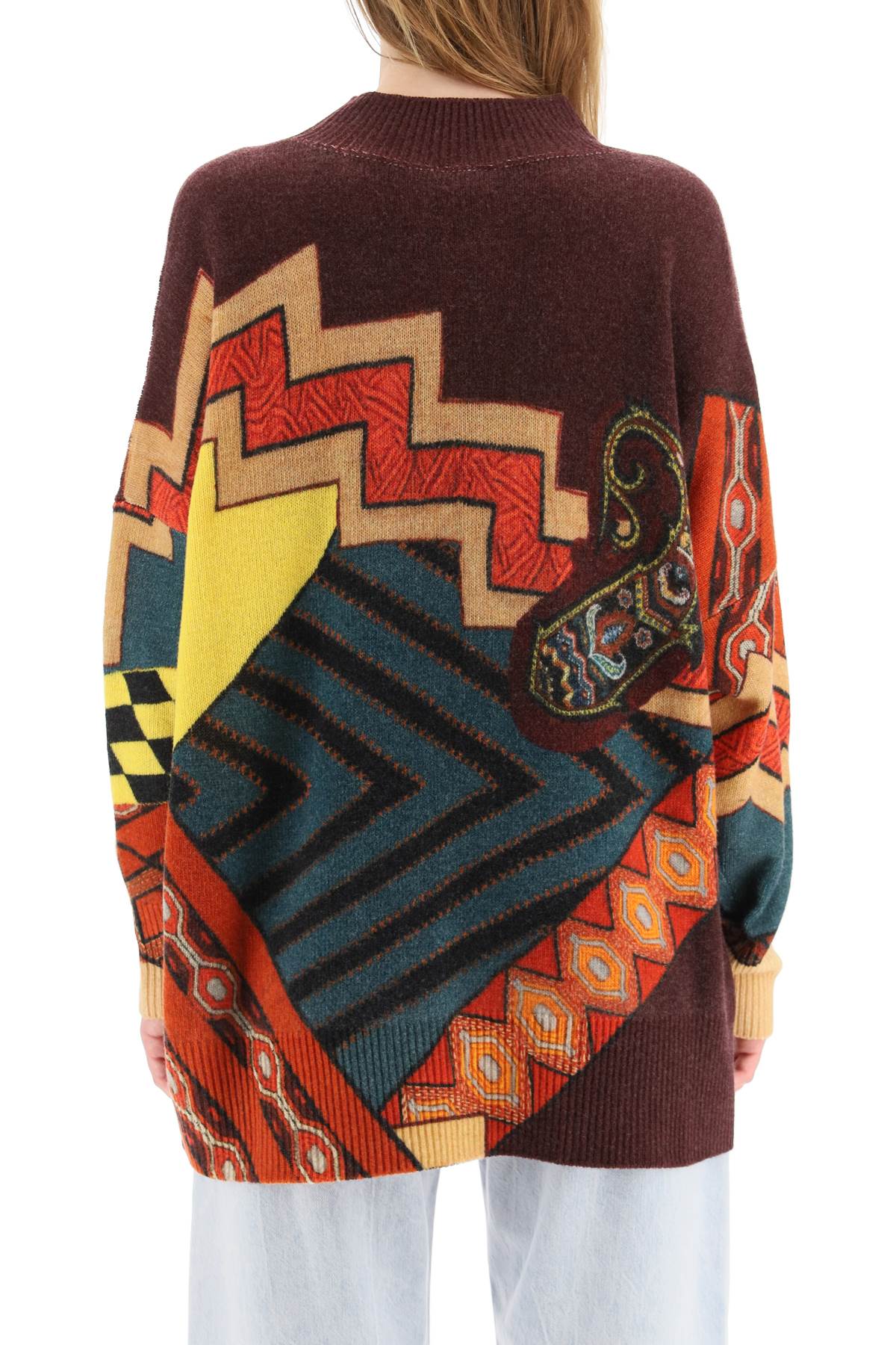 Geometric and Paisley Print Wool Sweater - FW22