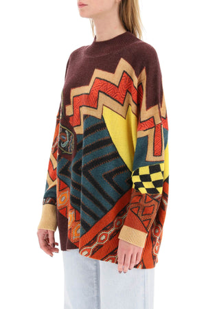 Geometric and Paisley Print Wool Sweater - FW22