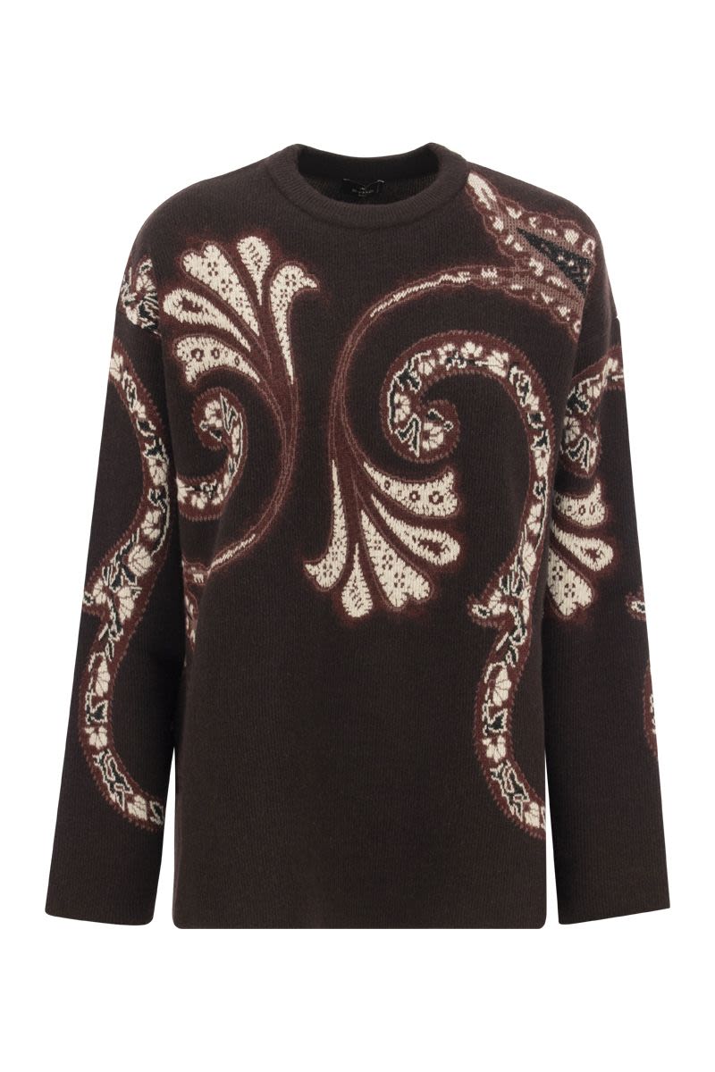 ETRO Placed Foliage Print Wool Sweater in Purple for Women - FW22 Collection