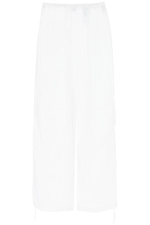 Semi-Sheer Cargo-Inspired White Pants for Women