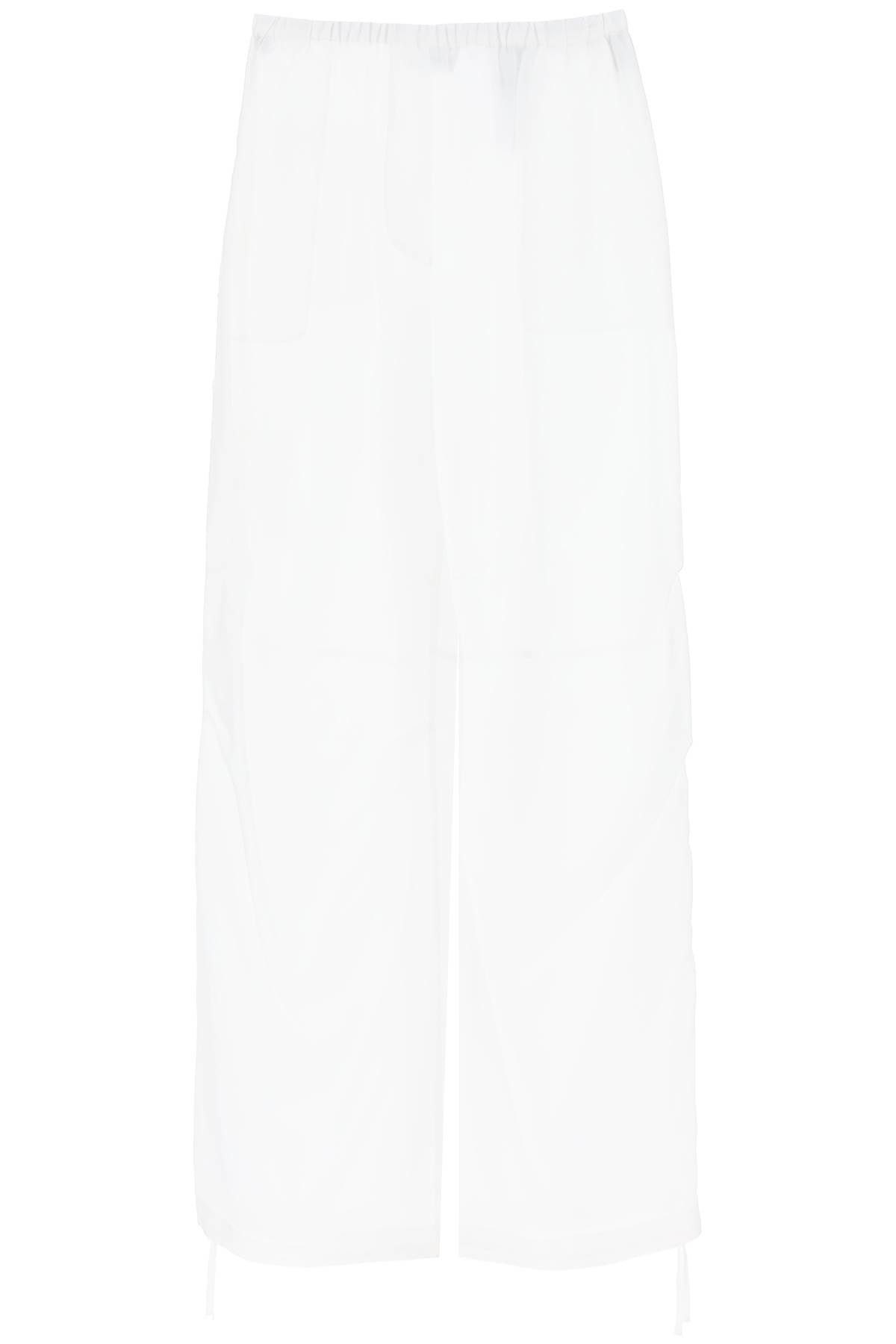 Semi-Sheer Cargo-Inspired White Pants for Women