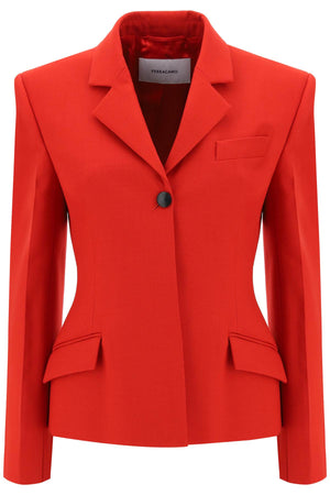 Red Natté Shaped Blazer for Women