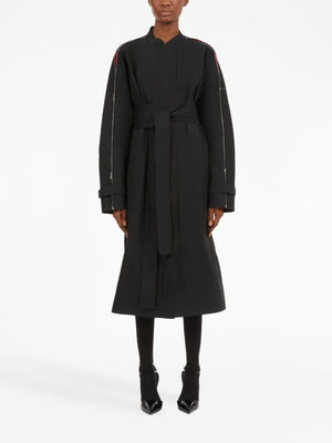 FERRAGAMO Women's Black Zip-Detail Belted Trench Jacket for FW23