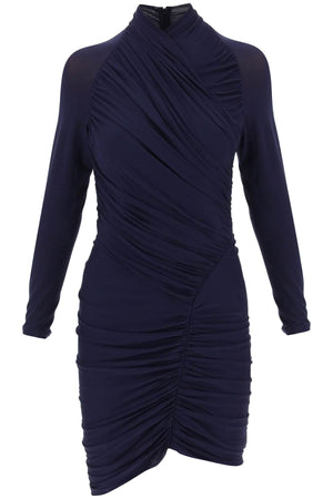 Blue Asymmetrical Viscose Mini Dress for Women