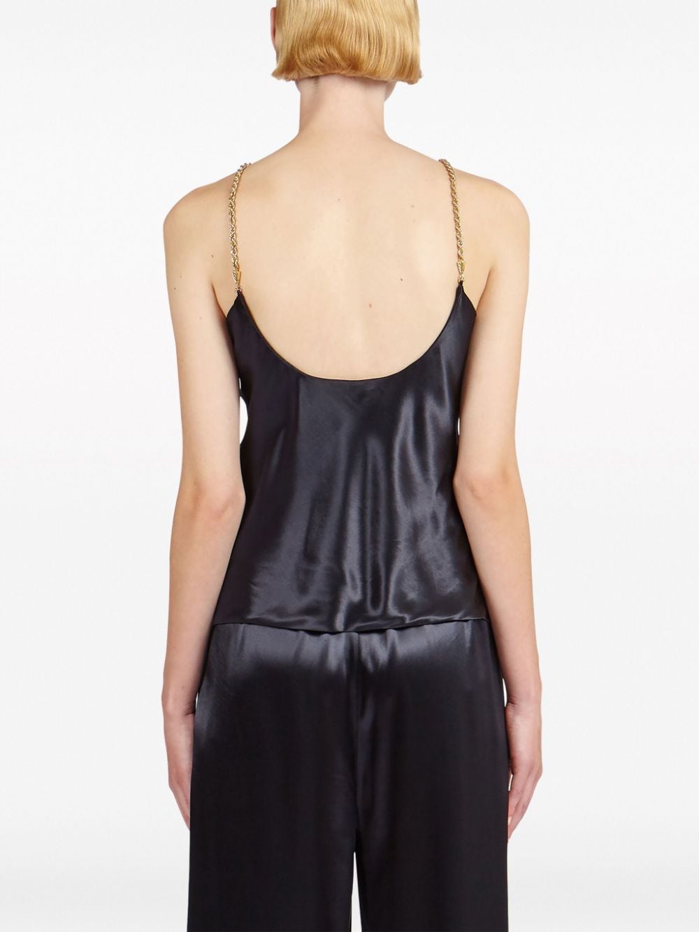 Satin Sleeveless Top with Cut-Out Detailing and Crossover Neck for Women