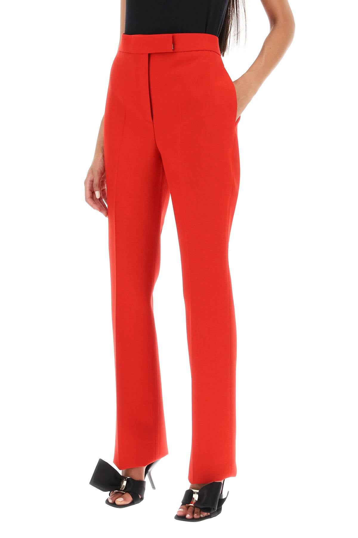 Red Wool Natté Cigarette Pants for Women - FW23