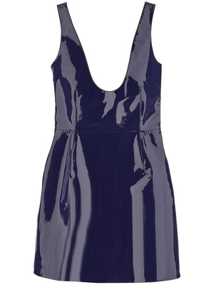 Navy Sleeveless Patent Leather Mini Dress