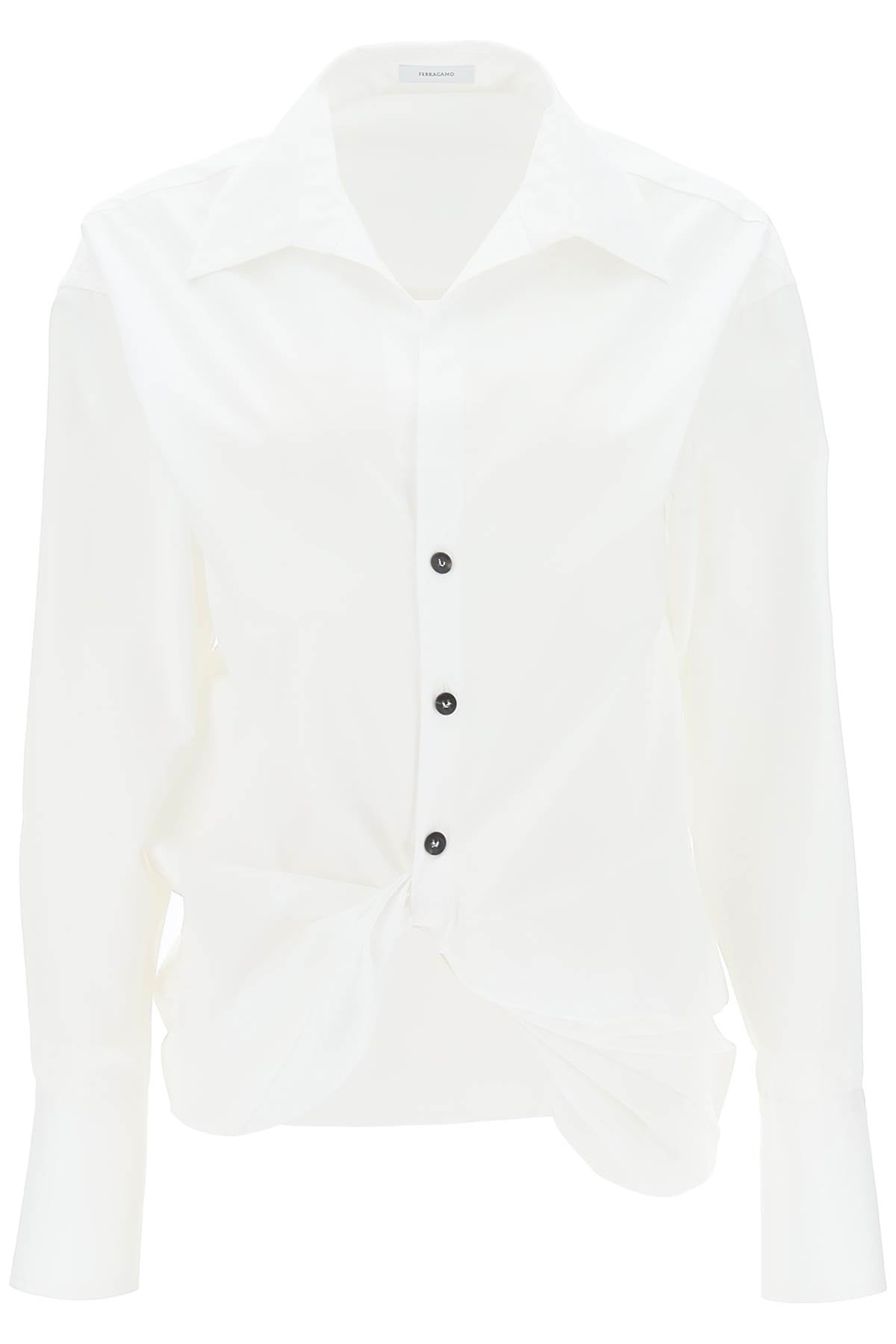 FERRAGAMO Elegant White Shirt with Draped Hem for Women - SS24 Collection