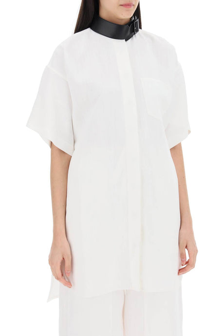 فستان نسائي أبيض بحزام من الجلد الصناعي لموسم ربيع/صيف ٢٤