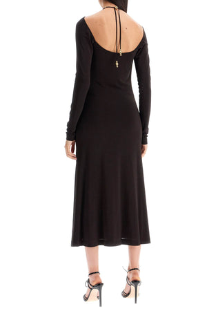 FERRAGAMO Elegant Pearl-Embellished Midi Dress