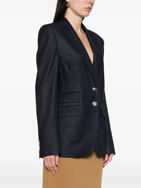 DOLCE & GABBANA Single-Breasted Denim and Silk Blazer for Men