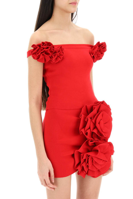 Áo thun cổ trễ với họa tiết hoa đáng yêu màu đỏ cho phụ nữ