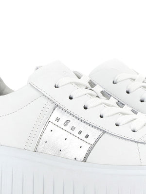 HOGAN Classic White Striped Lace-Up Leather Sneakers