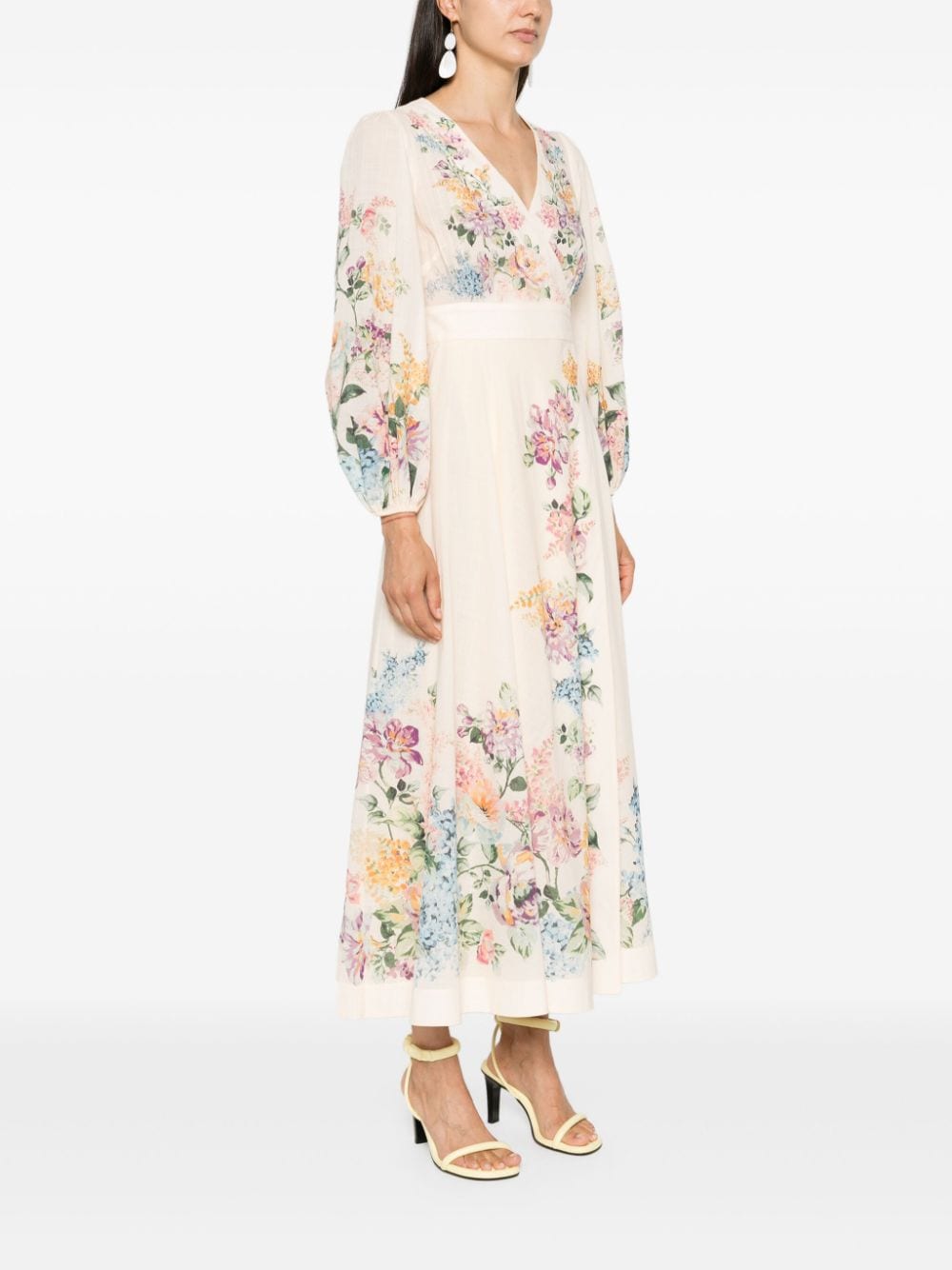 ZIMMERMANN Floral Midi Wrap Dress with Pockets