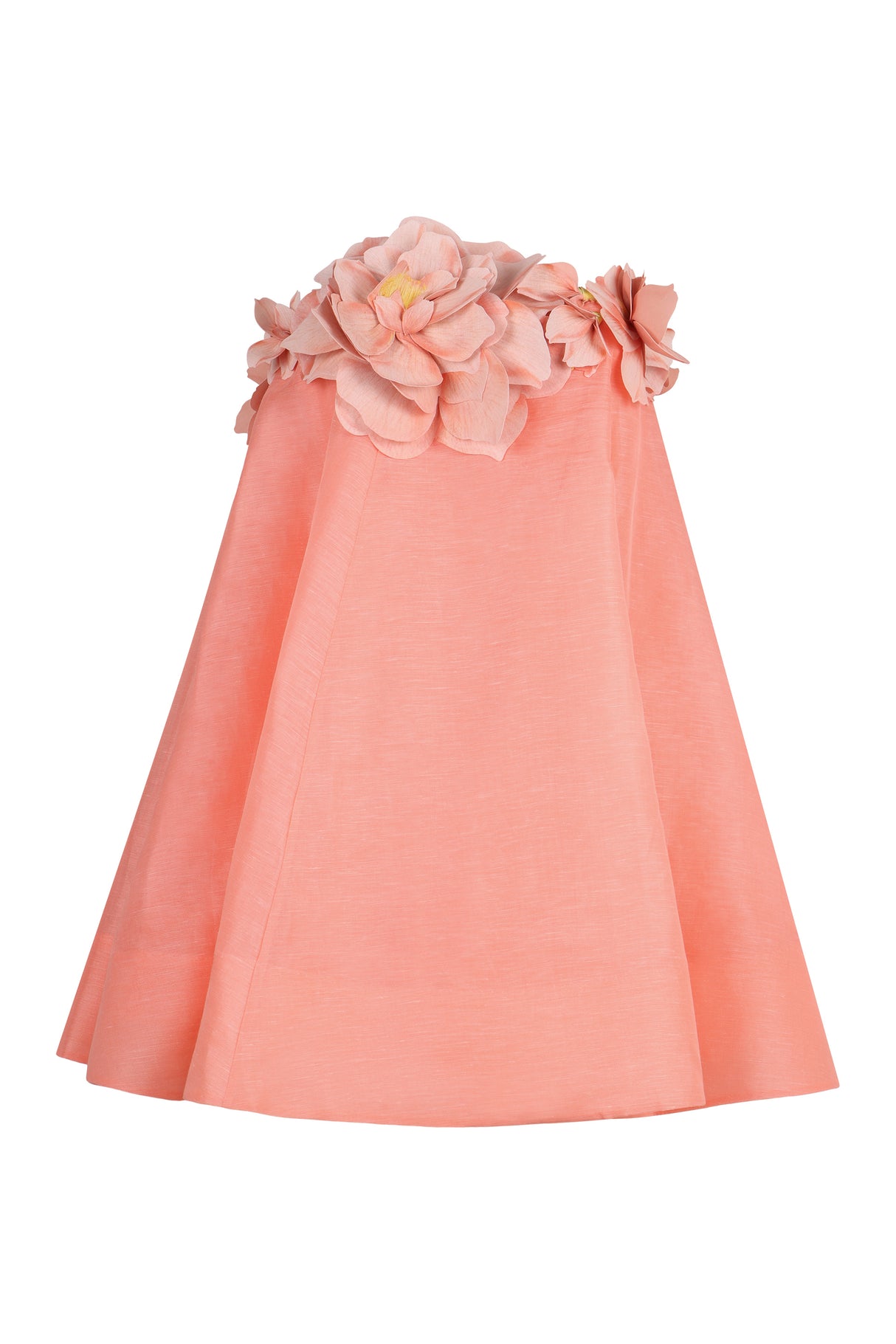 فستان قصير بنقشة زهور وجيوب - لون سلموني