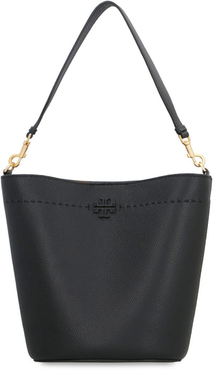 TORY BURCH Grainy Leather Bucket Handbag - 21 CM