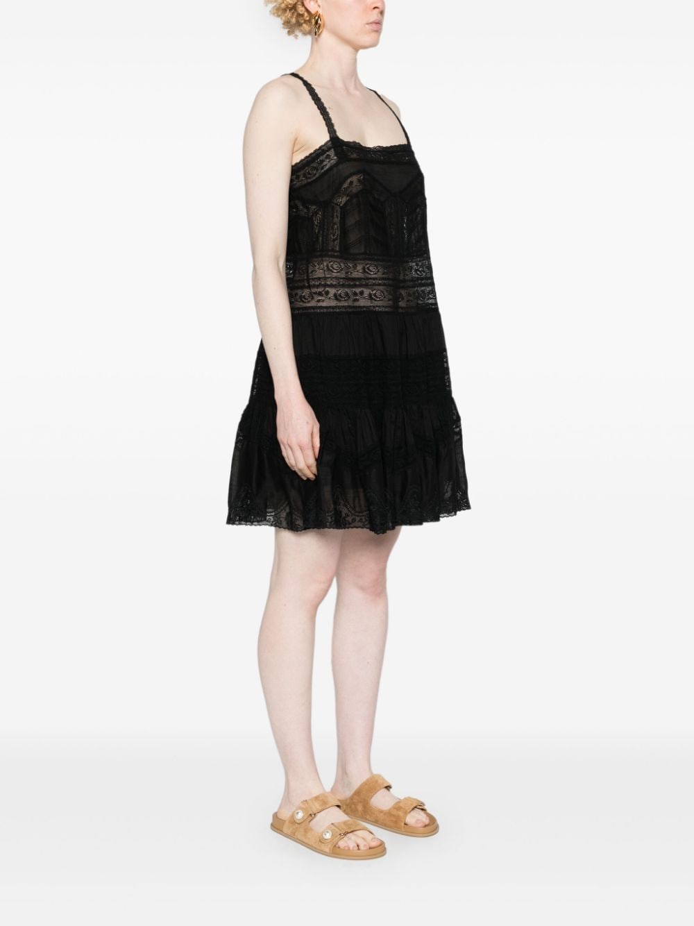 ZIMMERMANN Elegant Black Lace Trim Mini Dress