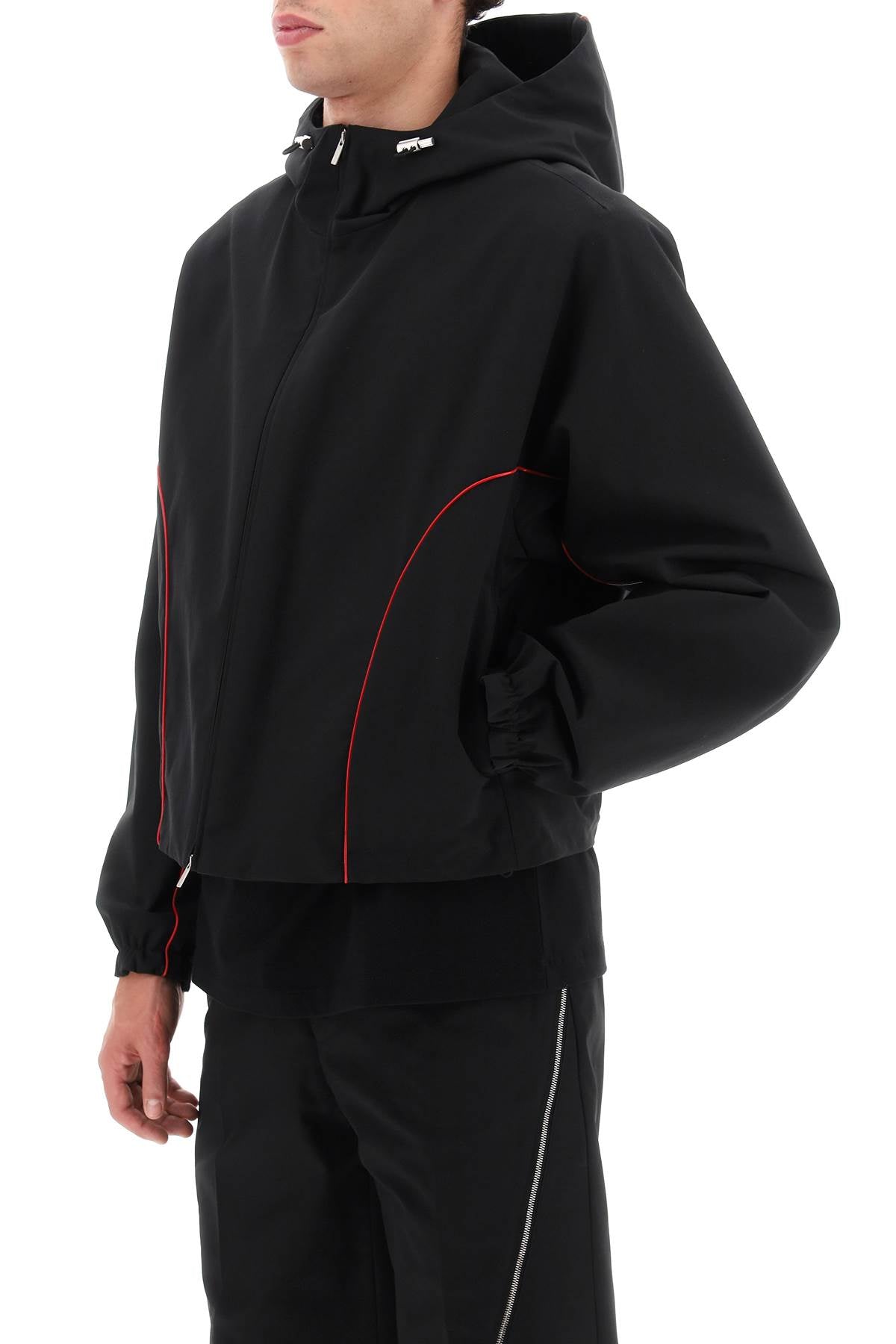 FERRAGAMO Tech Cotton Blouson Jacket with Contrast Piping