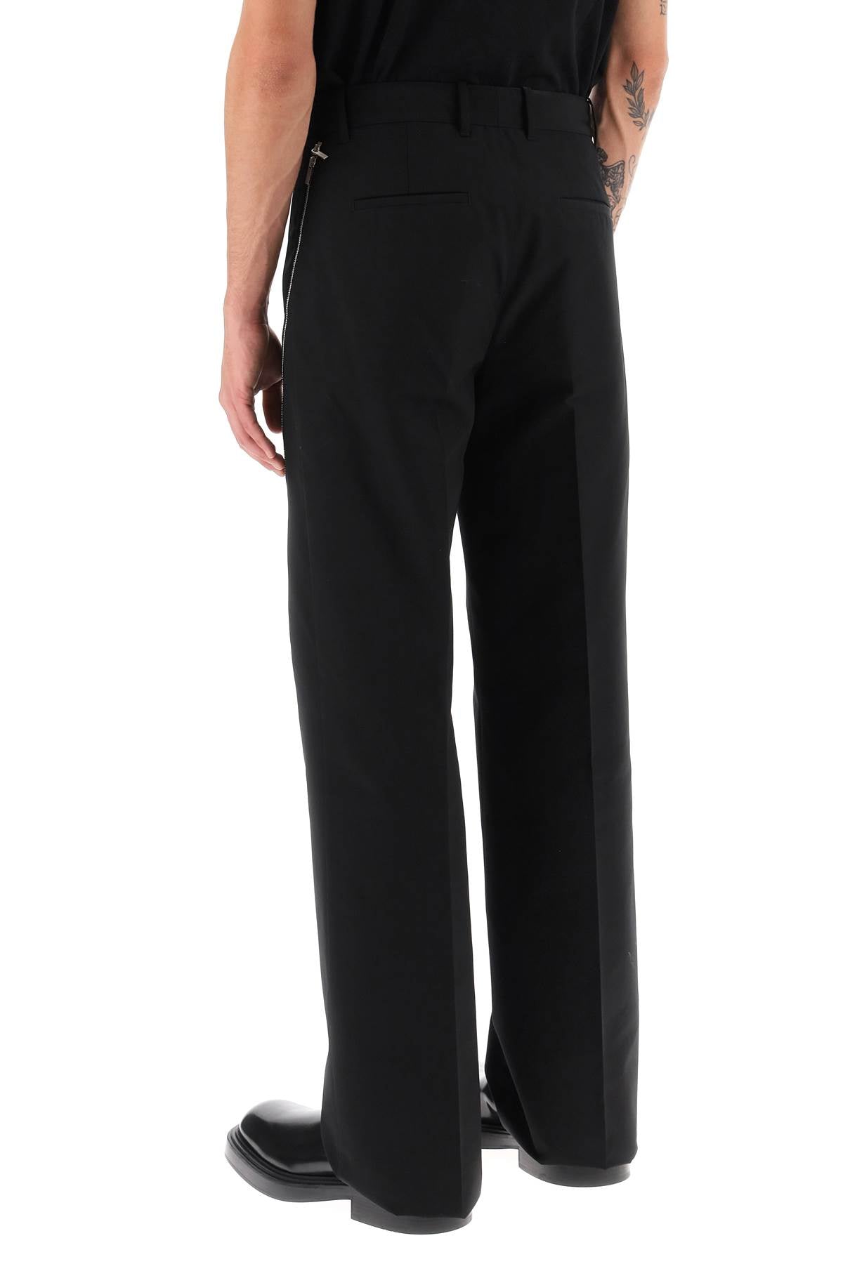 FERRAGAMO Men's Black Technical Cotton Pants with Contrasting Inserts