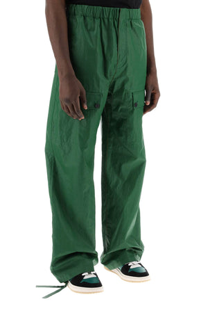 FERRAGAMO Men's Green Linen Coated Pants for SS24