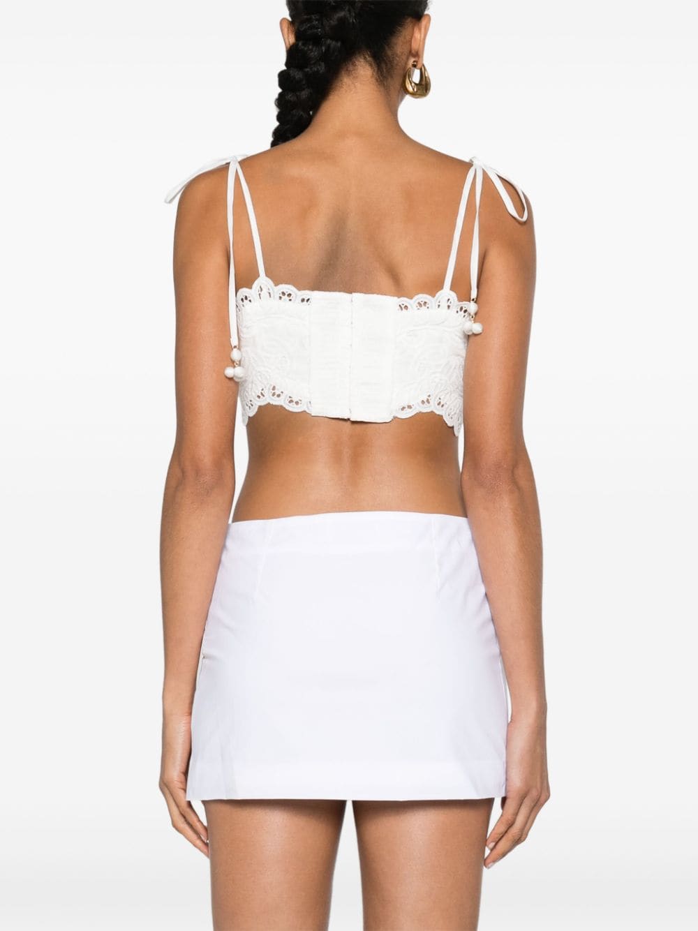 ZIMMERMANN Ivory Embroidered Cotton Bandeau Top