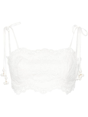 ZIMMERMANN Ivory Embroidered Cotton Bandeau Top