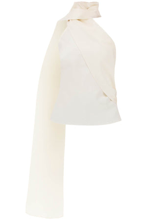 MAGDA BUTRYM Silk Wrap Neck Top - White