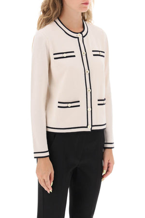 TORY BURCH Classic Black Wool Cardigan for Women