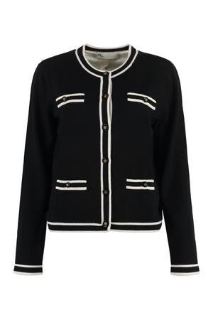 TORY BURCH Classic Black Wool Cardigan for Women