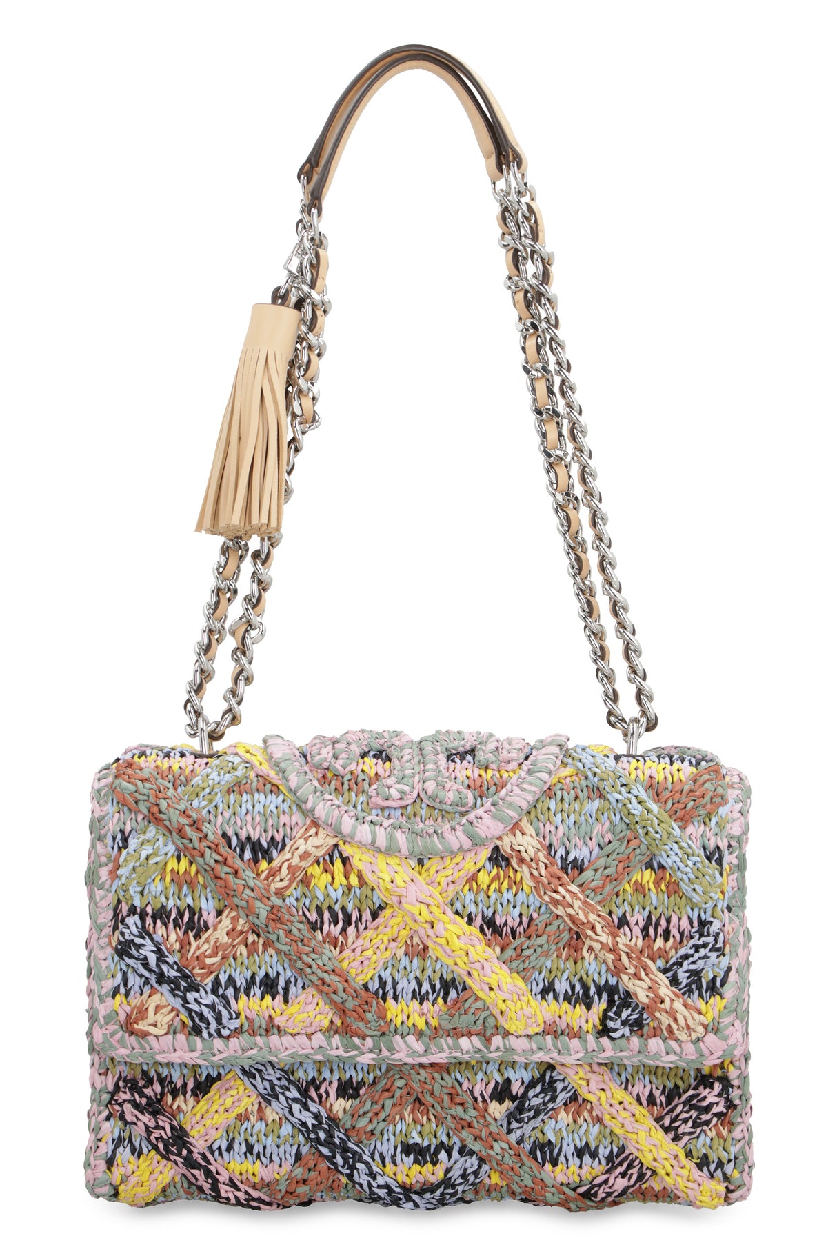 Multicolor Raffia Shoulder Handbag for Women