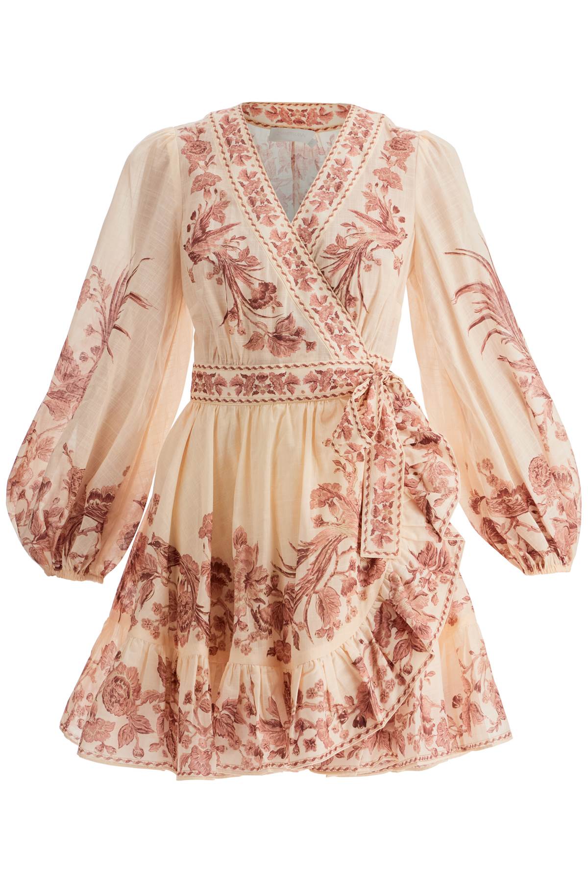 ZIMMERMANN Blossom Pink Floral Mini Wrap Dress