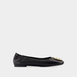 TORY BURCH Elegant Black Leather Ballerina Flats