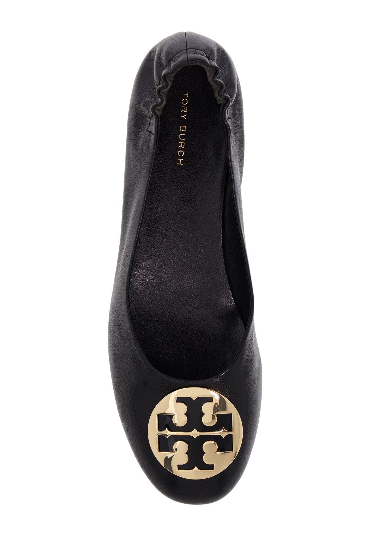 TORY BURCH Glossy Leather Ballerina Flats with Double T Buckle