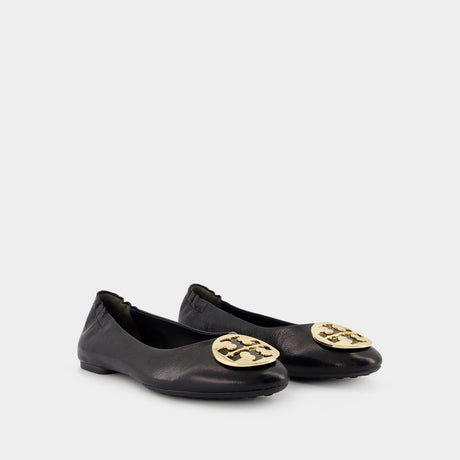 TORY BURCH Elegant Black Leather Ballerina Flats